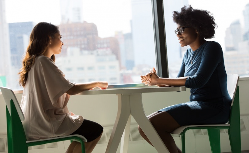 Two women having a meeting