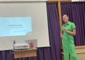 Claire Barnes, Registered Nutritional Therapy Practitioner, delivering a nutrition talk on steady energy, mood, focus, cravings and sleep in Somerset.