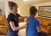 I use kinesiology techniques to gently work points on the spine to relieve pain and restore postural integrity